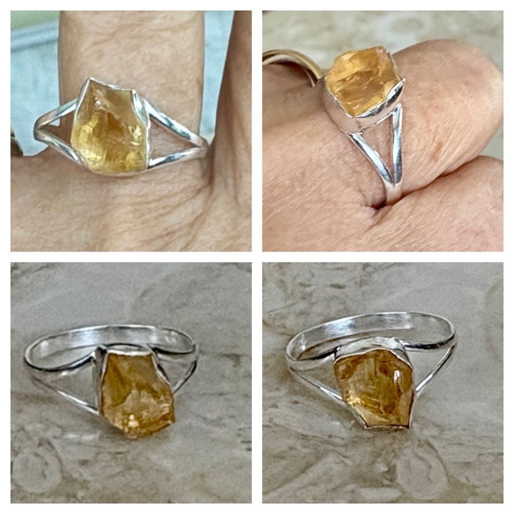 Handcrafted Sterling Silver Citrine Ring | Raw Citrine | Artisan Boho Style
